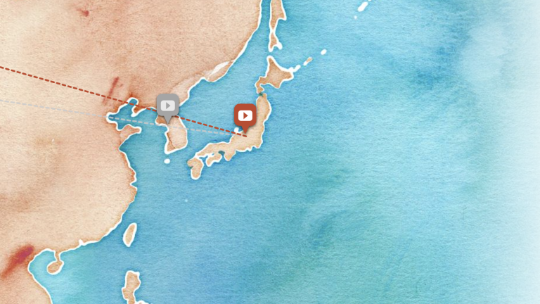The outline of Japan, Korea, and the adjacent coast