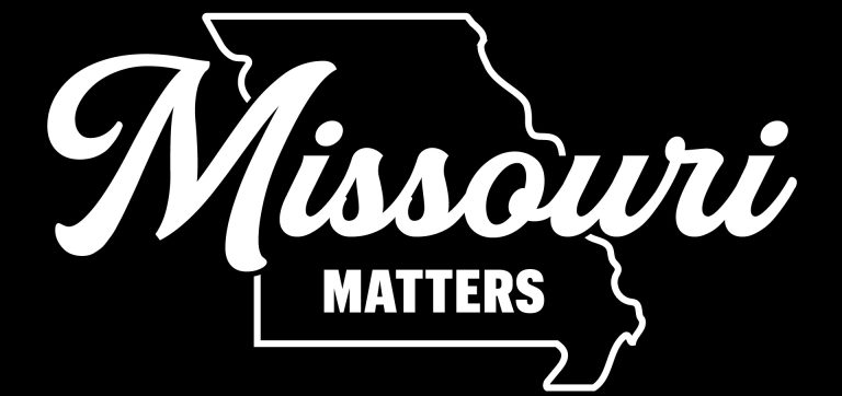 An outline of the state of Missouri with the script Missouri Matters across it